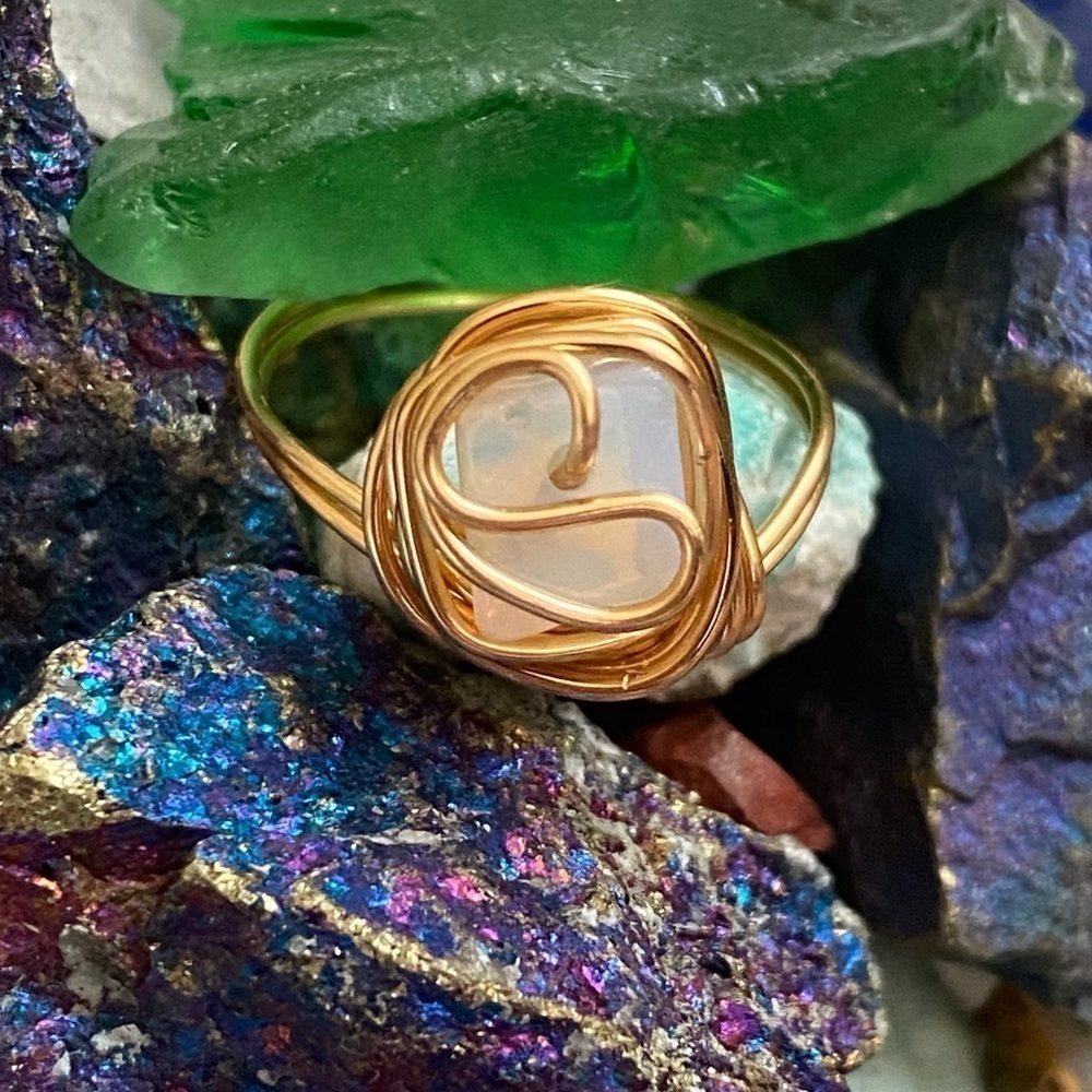 Artisan Opalite gold toned wire wrapped ring